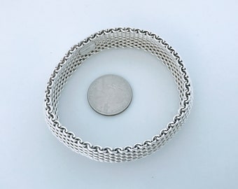 Tiffany & Co. Somerset Mesh Bangle Bracelet 925 Sterling Silver
