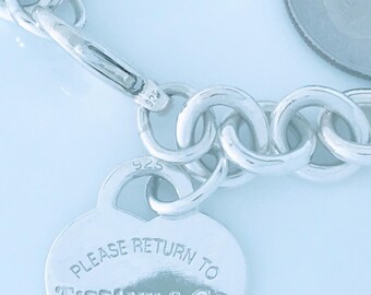 Authentic Tiffany & Co Sterling Silver Heart Tag Charm Bracelet