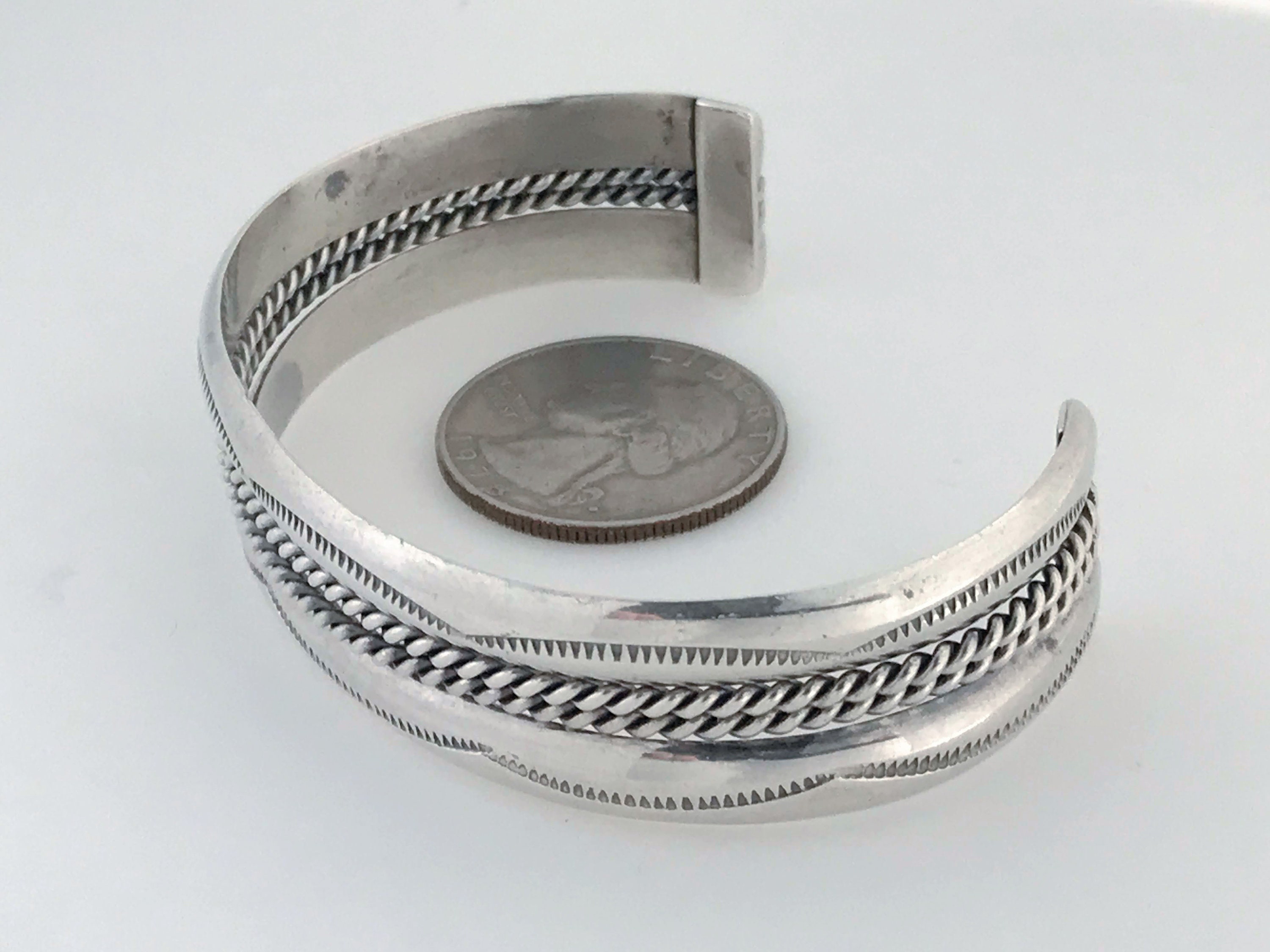 Sterling Silver Navajo Bangle Bracelet Signed Tahe - Etsy