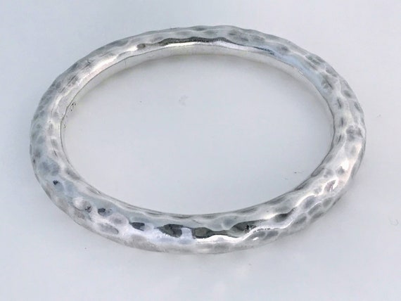 VTG Mexico Round Hammered Sterling Silver Bangle … - image 1