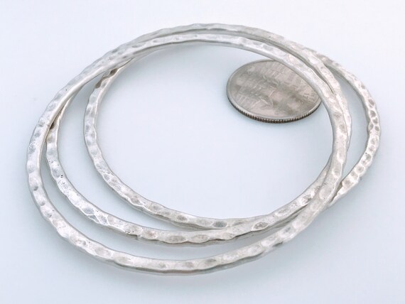 Sterling Silver Hammered Stacking Bangle Bracelet… - image 8