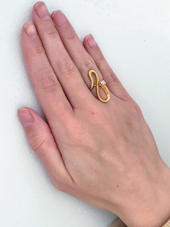 10K Yellow Gold Modern Swirl Ring, Chunky 10k Gol… - image 8