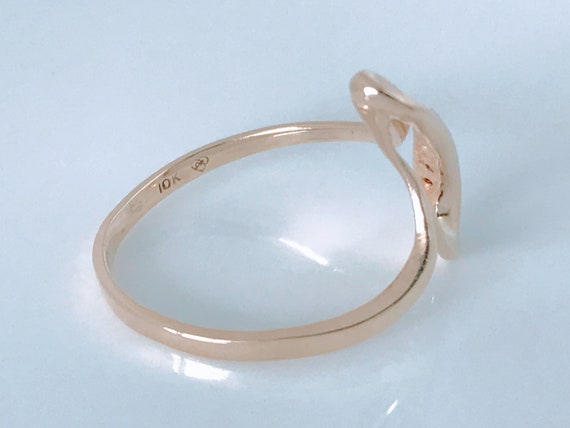 Dainty 10K Yellow Gold Diamond Wave Swirl Ring, R… - image 9
