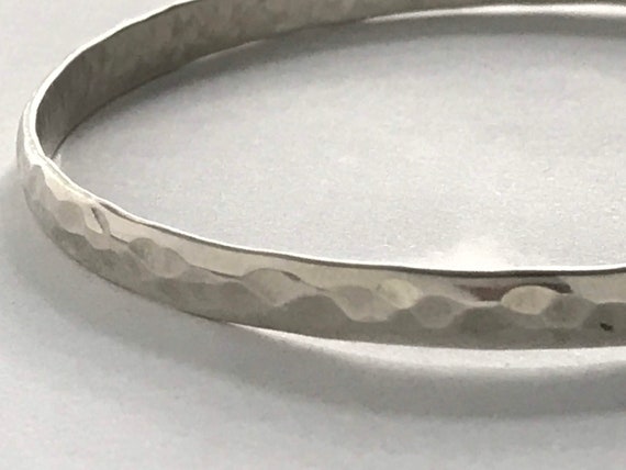 Hammered Sterling Silver Bangle Bracelet, Large T… - image 5