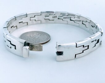 VTG Taxco Mexico Modernist Link Bracelet 925 Sterling Silver