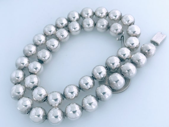 VTG Taxco Mexico Ball Bead Necklace 925 Sterling … - image 3