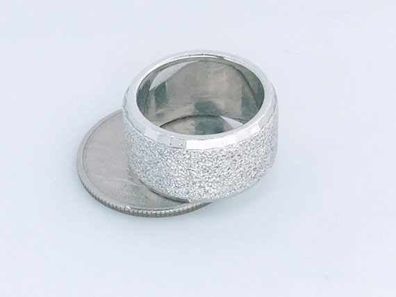 Sterling Silver Wide Textured Cigar Band Ring, Ch… - image 3