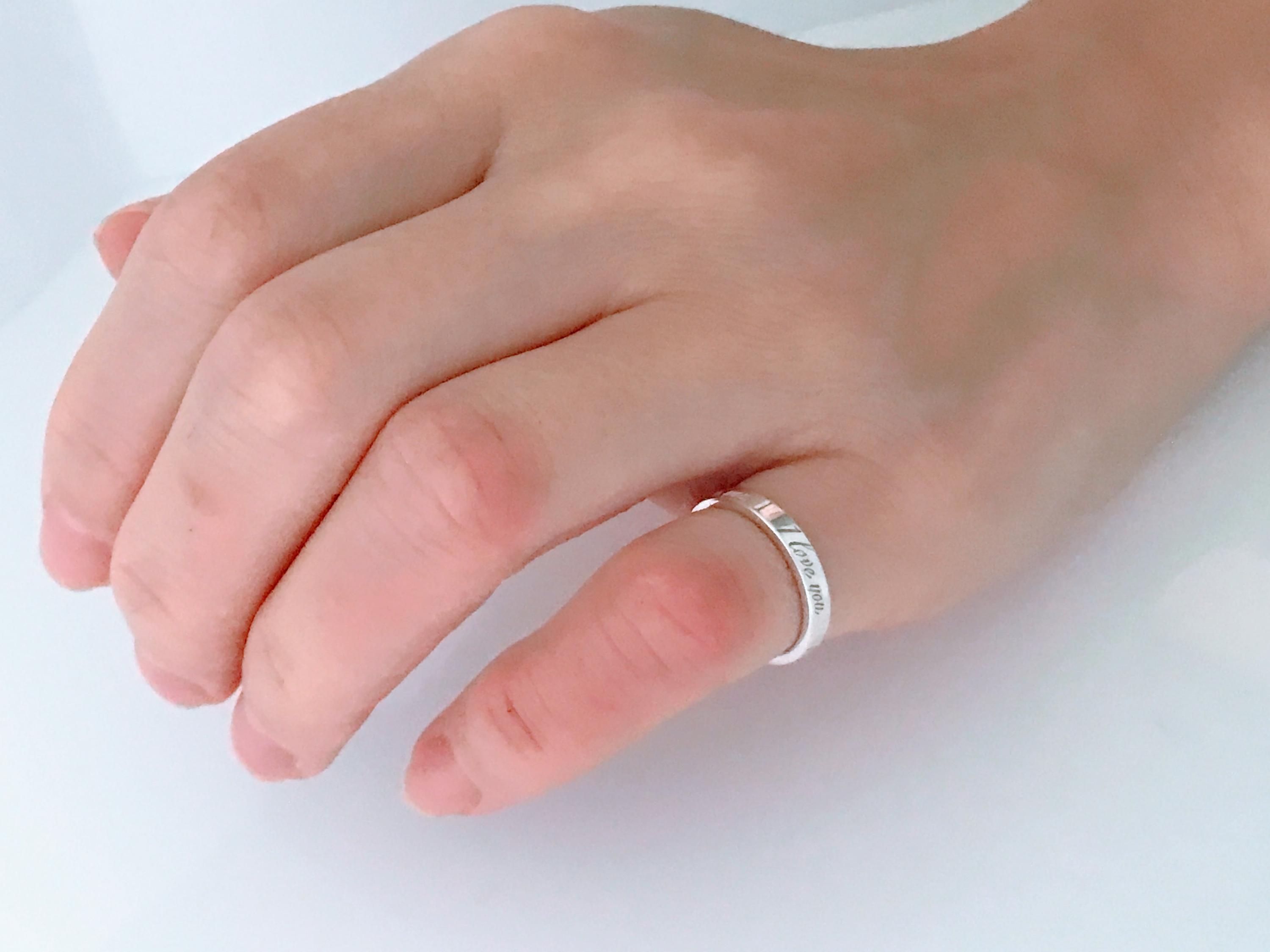 Authentic Tiffany & Co Sterling Silver Notes I Love You Band Ring 