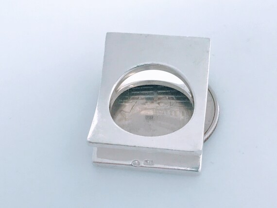 Modernist Rectangular X Shaped Sterling Silver Ri… - image 7