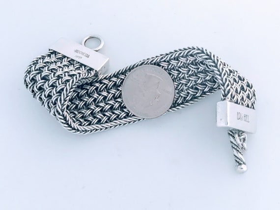 Lois Hill Vintage Sterling Silver Woven Mesh Granulated Scroll