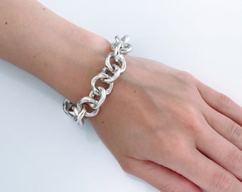 Sterling Silver Circle Link Heart Toggle Bracelet TF-13