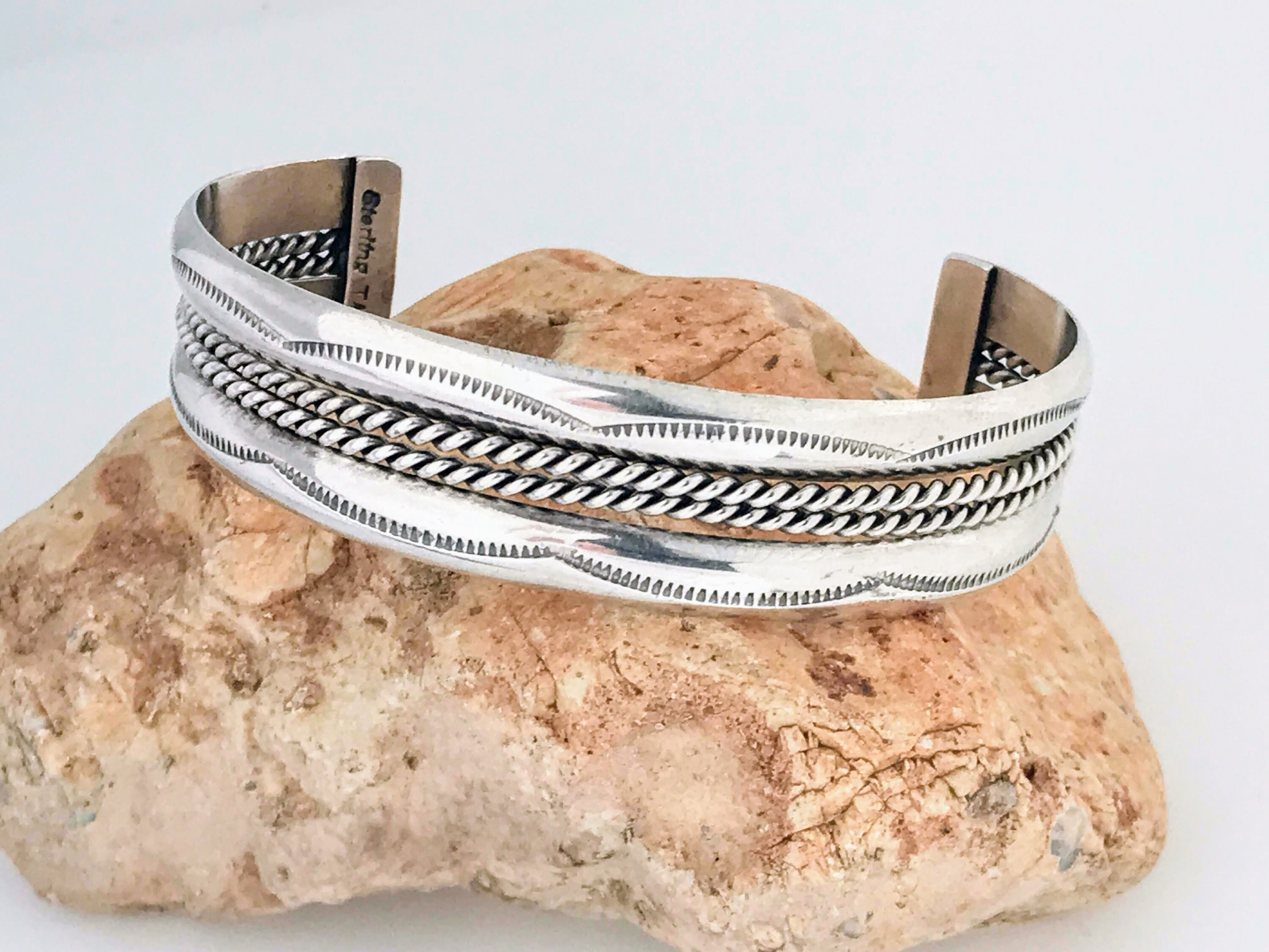 W. Tahe Navajo Sterling Silver Unisex/Mens/Womens Bangle