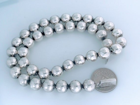 VTG Taxco Mexico Ball Bead Necklace 925 Sterling … - image 7