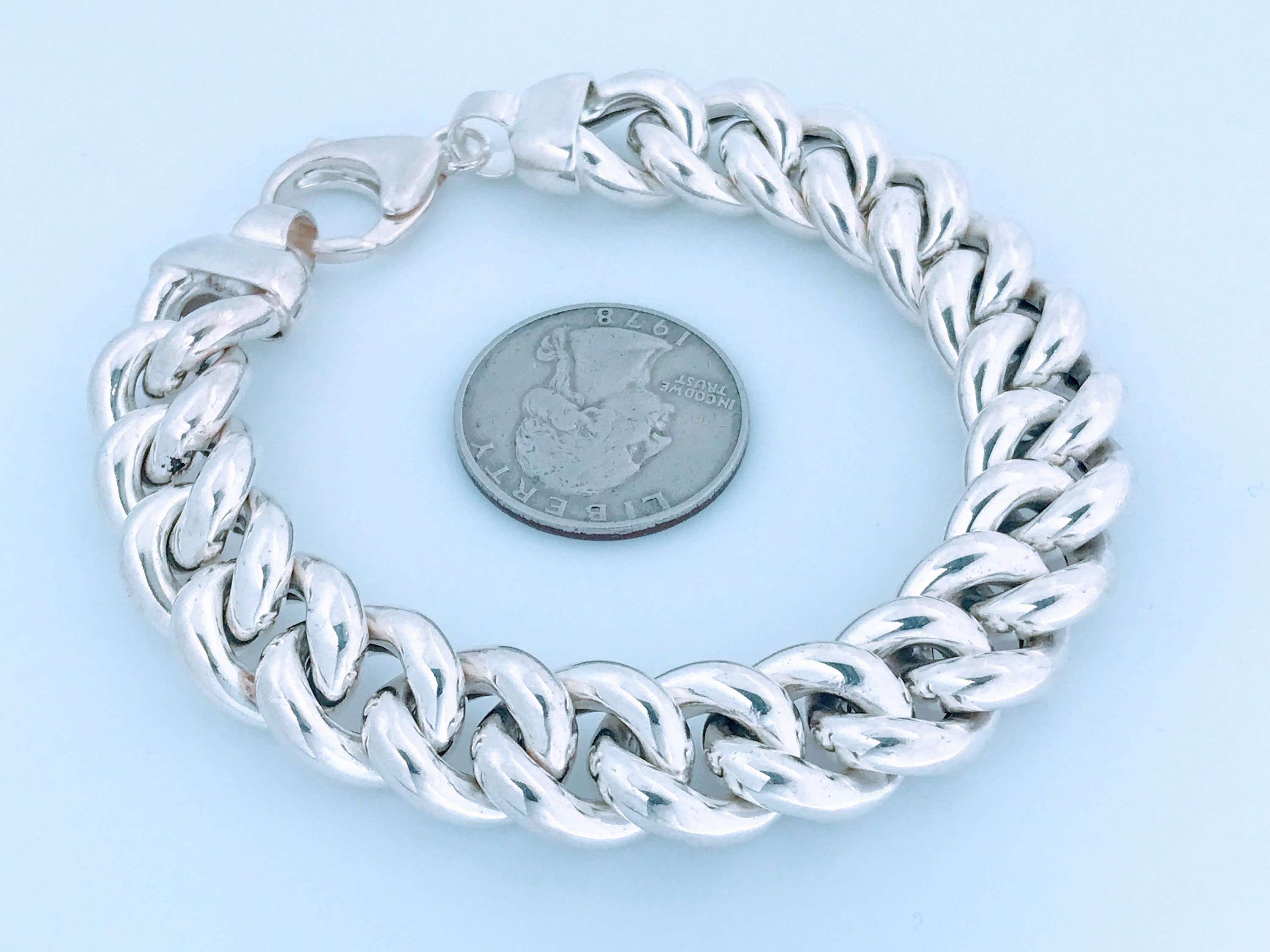 Chunky Modernist Sterling Silver Puffed Curb Link Bracelet Chunky Modernist Sterling Silver Puffed Curb Link Bracelet