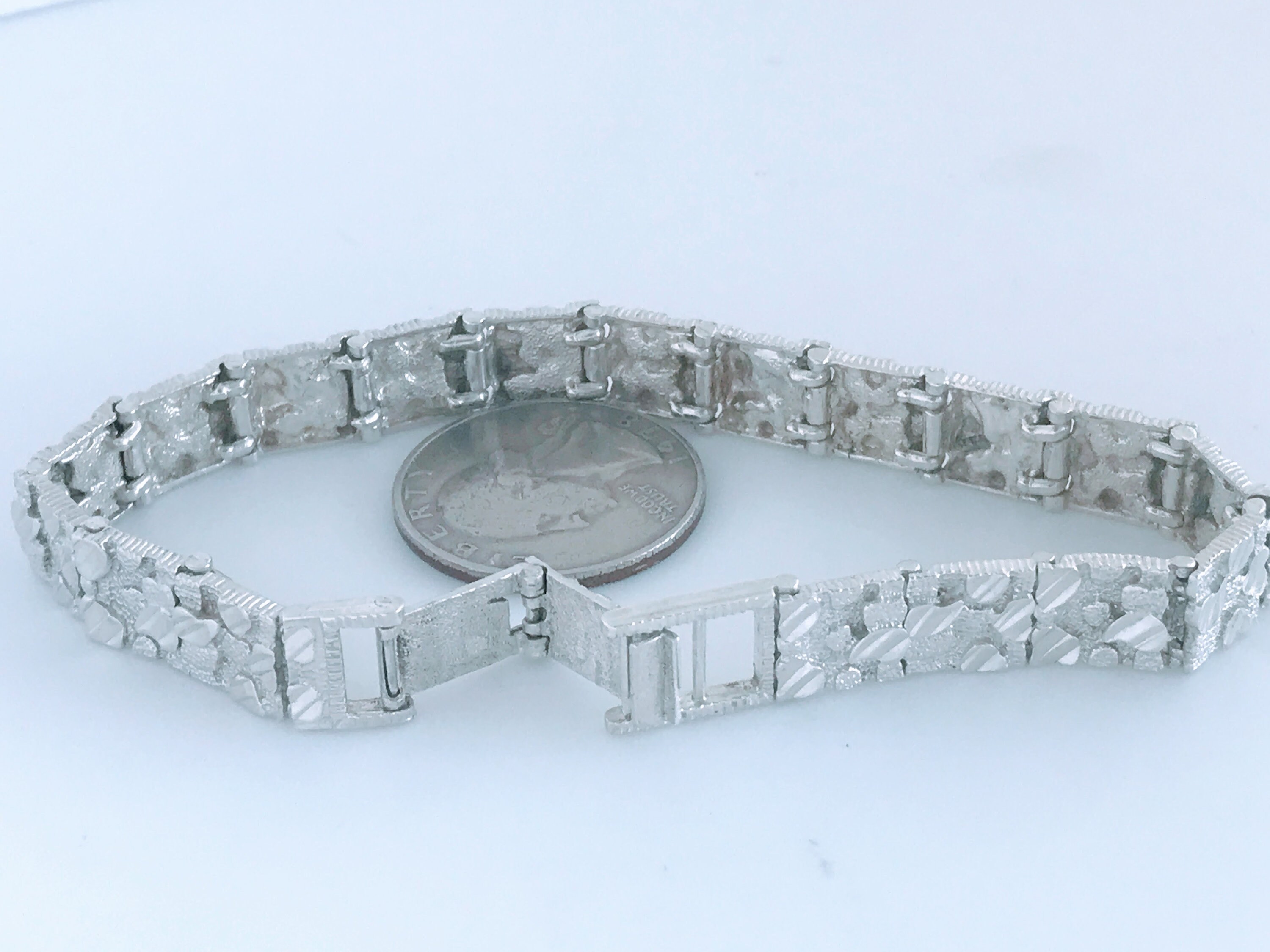 Vintage Brutalist Sterling Silver Square Link Bracelet