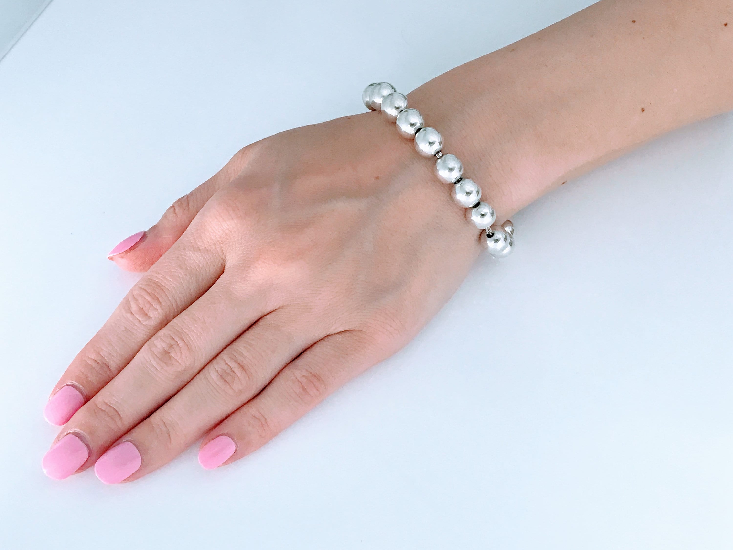 アクセサリー Vintage Silver Onxy Ball Bracelet 925 Authentic Tiffany & Co. Sterling Silver Bead Ball Bracelet