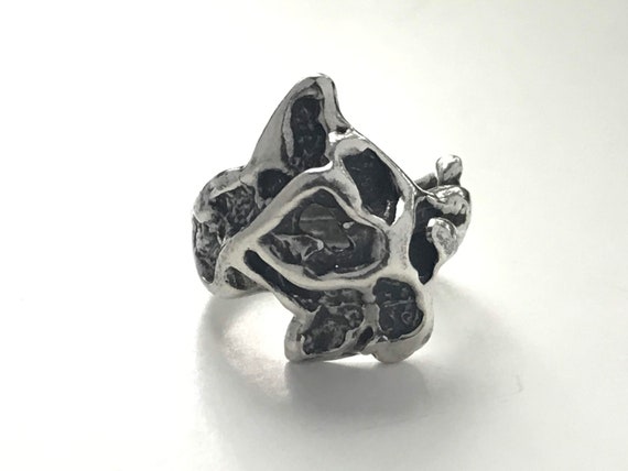 Chunky Sterling Silver Brutalist Modernist Nugget… - image 5