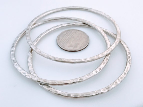 Sterling Silver Hammered Stacking Bangle Bracelet… - image 10