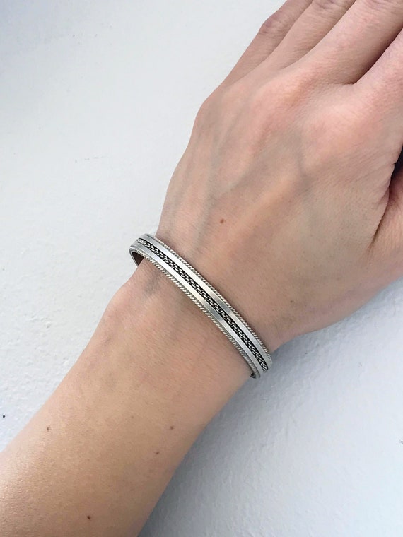 Very Rare Apache Turquoise Vintage Native American Navajo Heavy Coil Sterling Silver Bracelet Very Rare Apache Turquoise Vintage Native American Navajo Heavy Coil Sterling Silver Bracelet