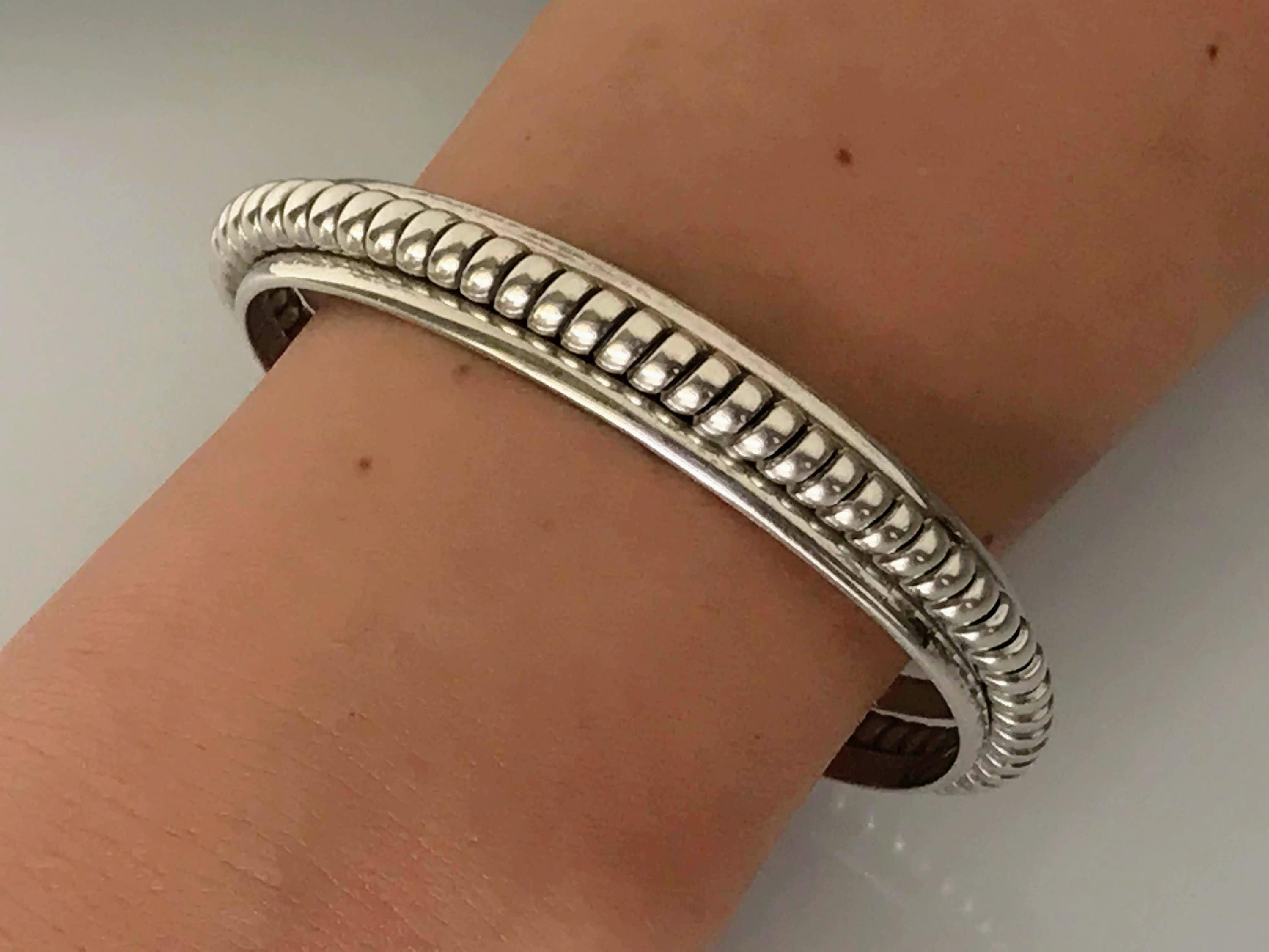 Southwest Bracelet, Vintage Retro - Rope Style Cuff Spiral Silver Cuff Mexico Cuff, Silver Sterling Coil Twist Artisan Etsy 925 Ribbed Tribal Heavy