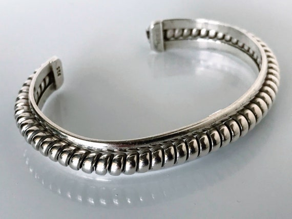 Vintage Mexico 925 Silver Coil Rope Twist Cuff Br… - image 3