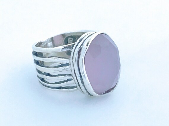 Retired Silpada Sterling Silver Pink Quartz Ring,… - image 1