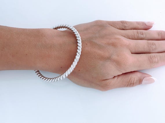 Retro Mexico Solid 925 Sterling Silver Twisted Ca… - image 1