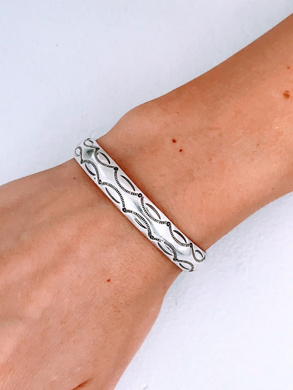 Sterling Silver (925) wide Tribal dot Bangle Bracelets Sterling Silver (925) wide Tribal dot Bangle Bracelets