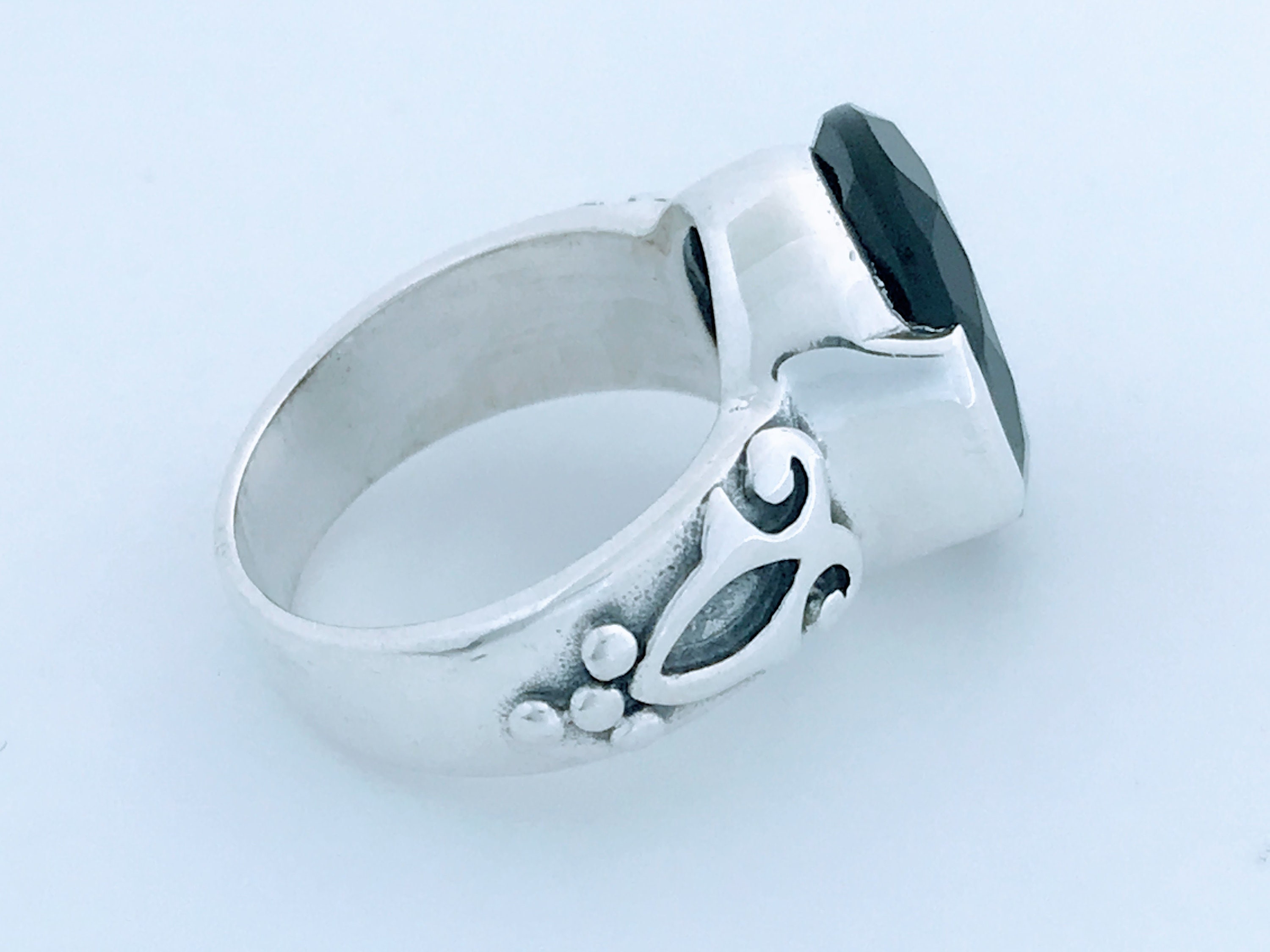 Silpada Sterling Silver Oval Cut Black Onyx Scroll Ring Large Silpada Onyx Silver Ring Chunky 925 Silver Solitaire Onyx Oxidized Band Ring Etsy