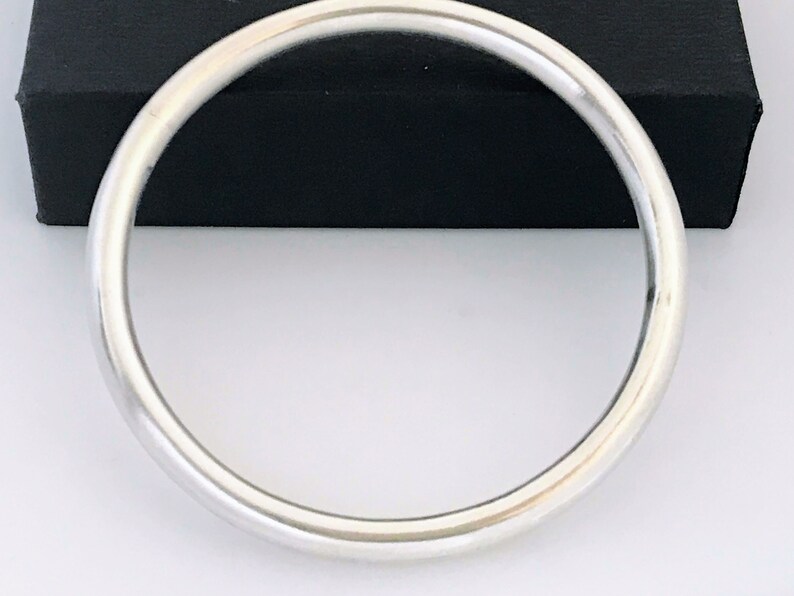 Retro 925 Silver Modernist Minimalist Bangle VTG Taxco Mexico Polished Sterling Silver Bangle Bracelet Large Smooth Silver Round Bangle