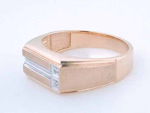 10K Gold Modernist Rectangular Dome Ring Band, Co… - image 4