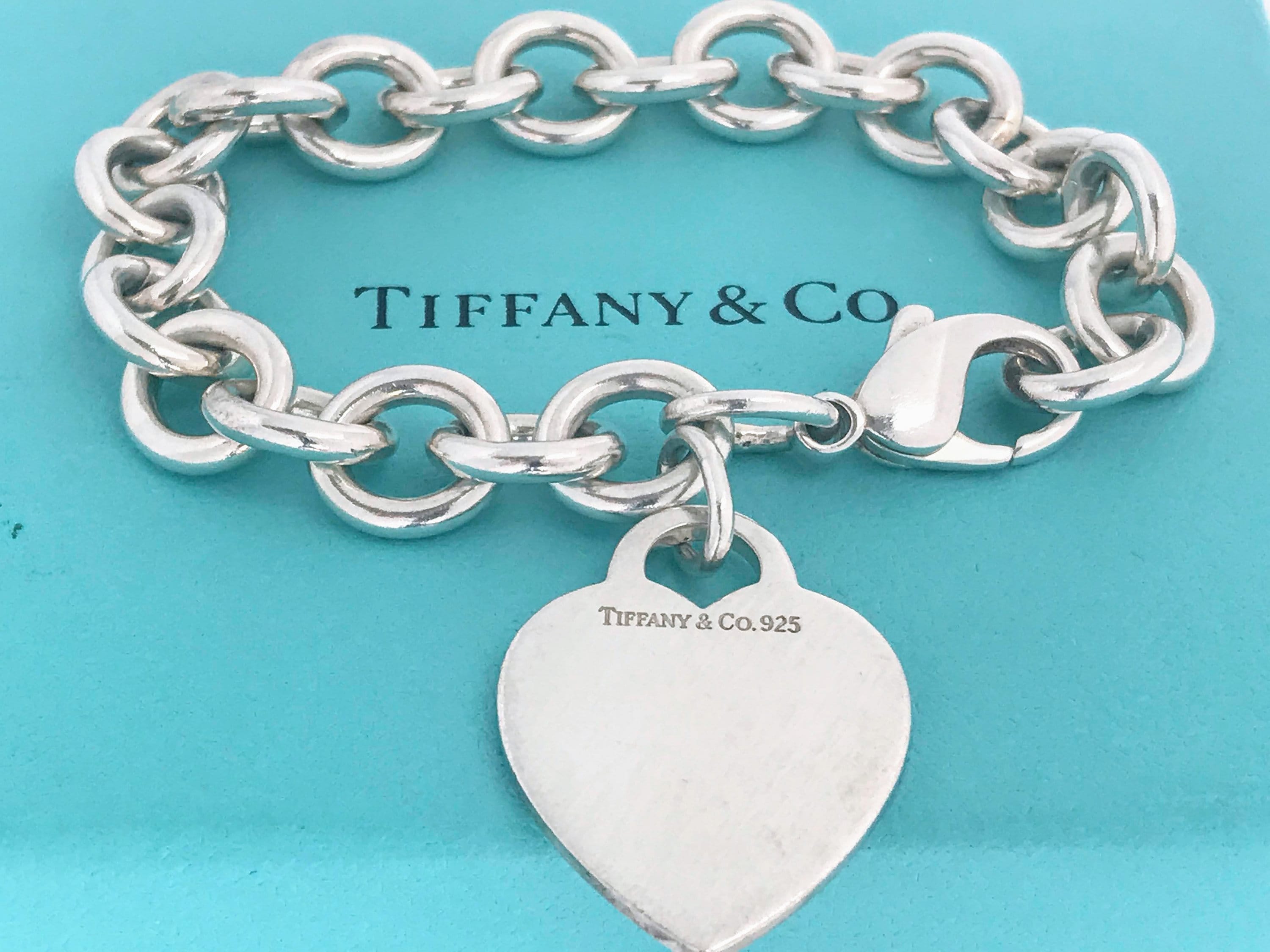 Tiffany Style Heart Shaped Sterling Silver Footprint Charm -
