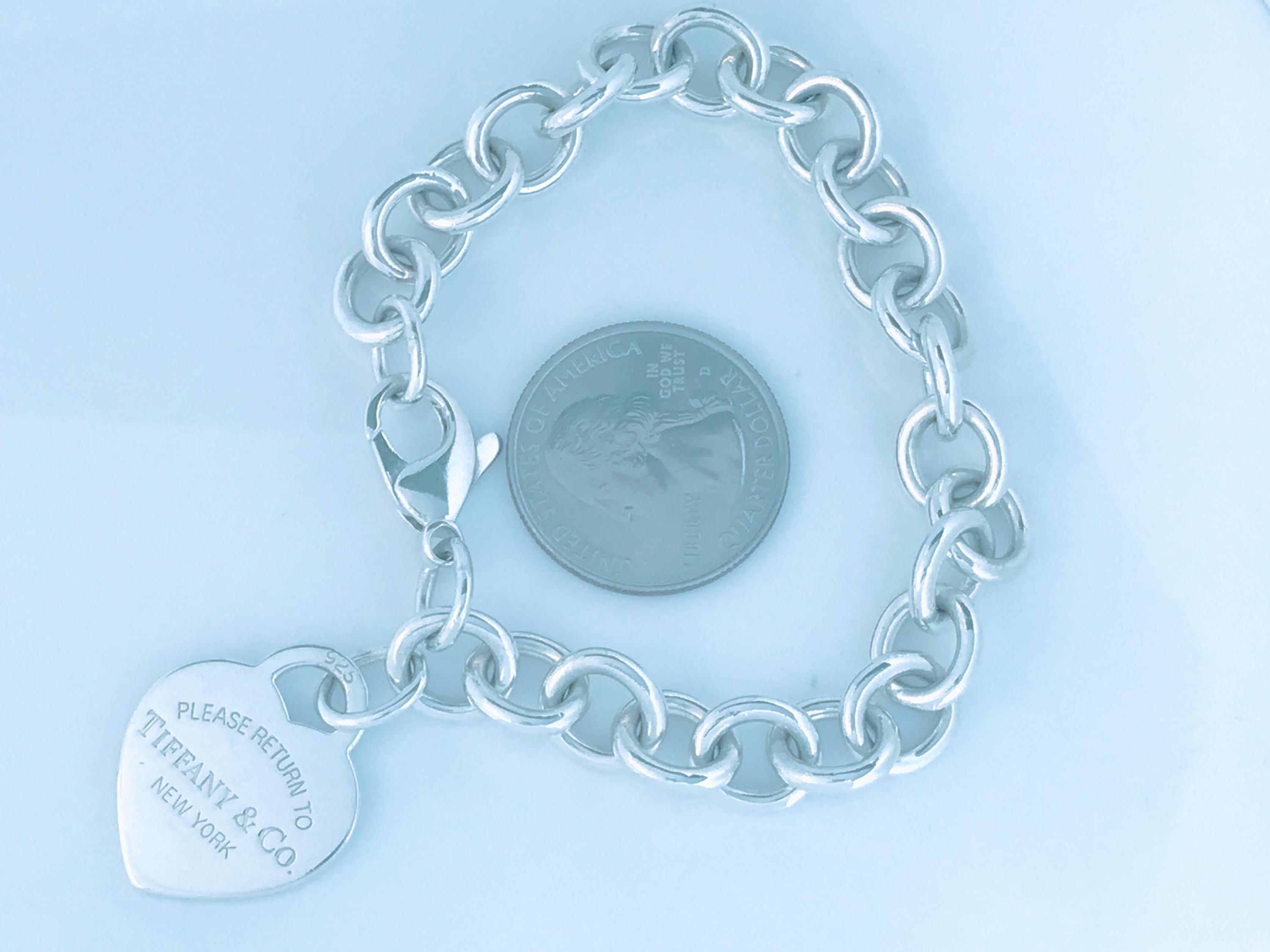 Authentic Tiffany & Co Sterling Silver Heart Tag Charm Bracelet