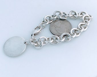Authentic Tiffany & Co Silver Circle Tag Charm Bracelet, Rare