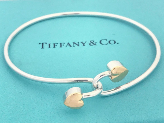 Tiffany & Co. Sterling Silver 18K Yellow Gold Double Heart Hook