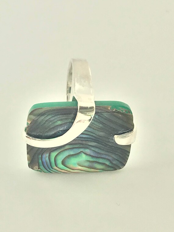 Abalone Sterling Silver Modernist Ring, Abalone I… - image 8