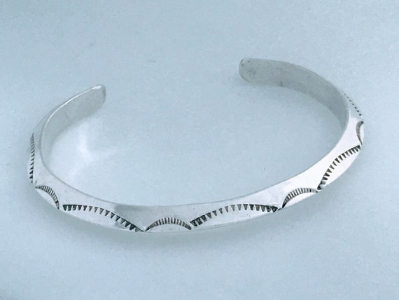 Waving Swirl Vintage Native American Navajo Hand Tooled Sterling Silver Bracelet Waving Swirl Vintage Native American Navajo Hand Tooled Sterling Silver Bracelet
