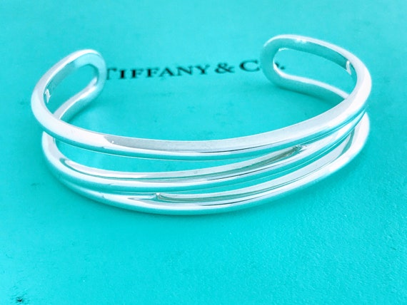 Tiffany & Co. Zig Zag Wave Cuff Bracelet 925 Ster… - image 1
