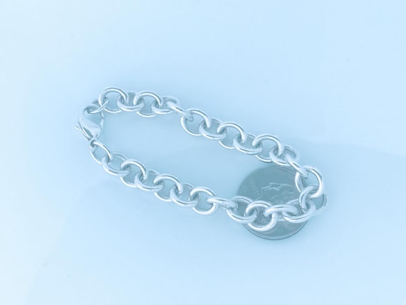 Vintage Solid Sterling Silver Thick Cable Rolo Ch… - image 8