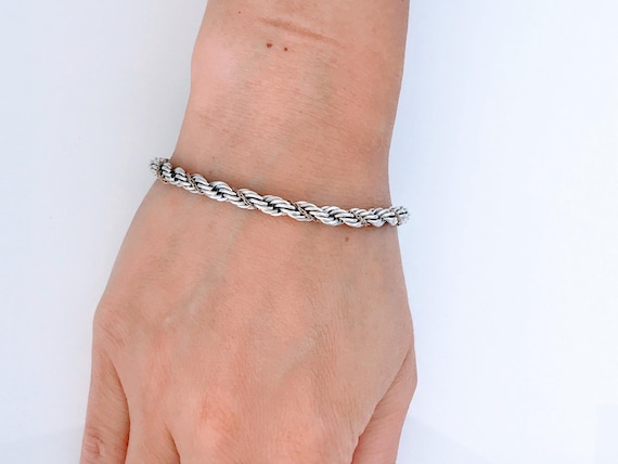 希少 vintage rope motif bracelet silver800 Sterling Silver Gold Braided Rope Bracelet Vintage WRE Sterling