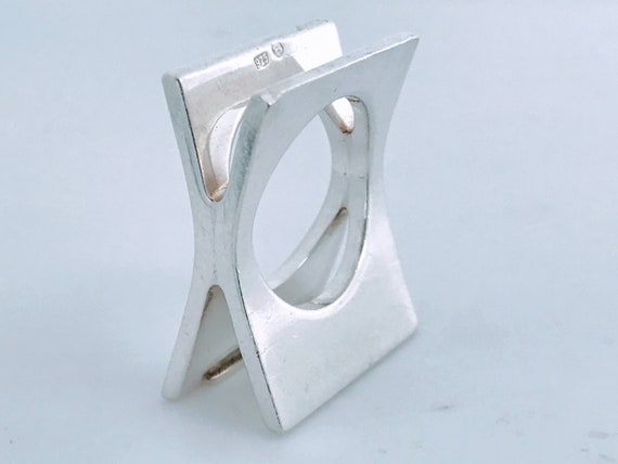 Modernist Rectangular X Shaped Sterling Silver Ri… - image 2