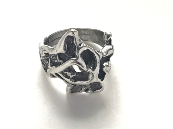 Chunky Sterling Silver Brutalist Modernist Nugget… - image 6