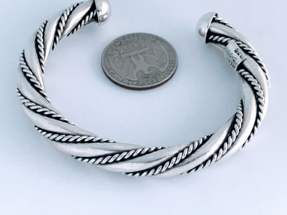Retro Taxco Mexico Sterling Silver Heavy Twisted Cable Cuff
