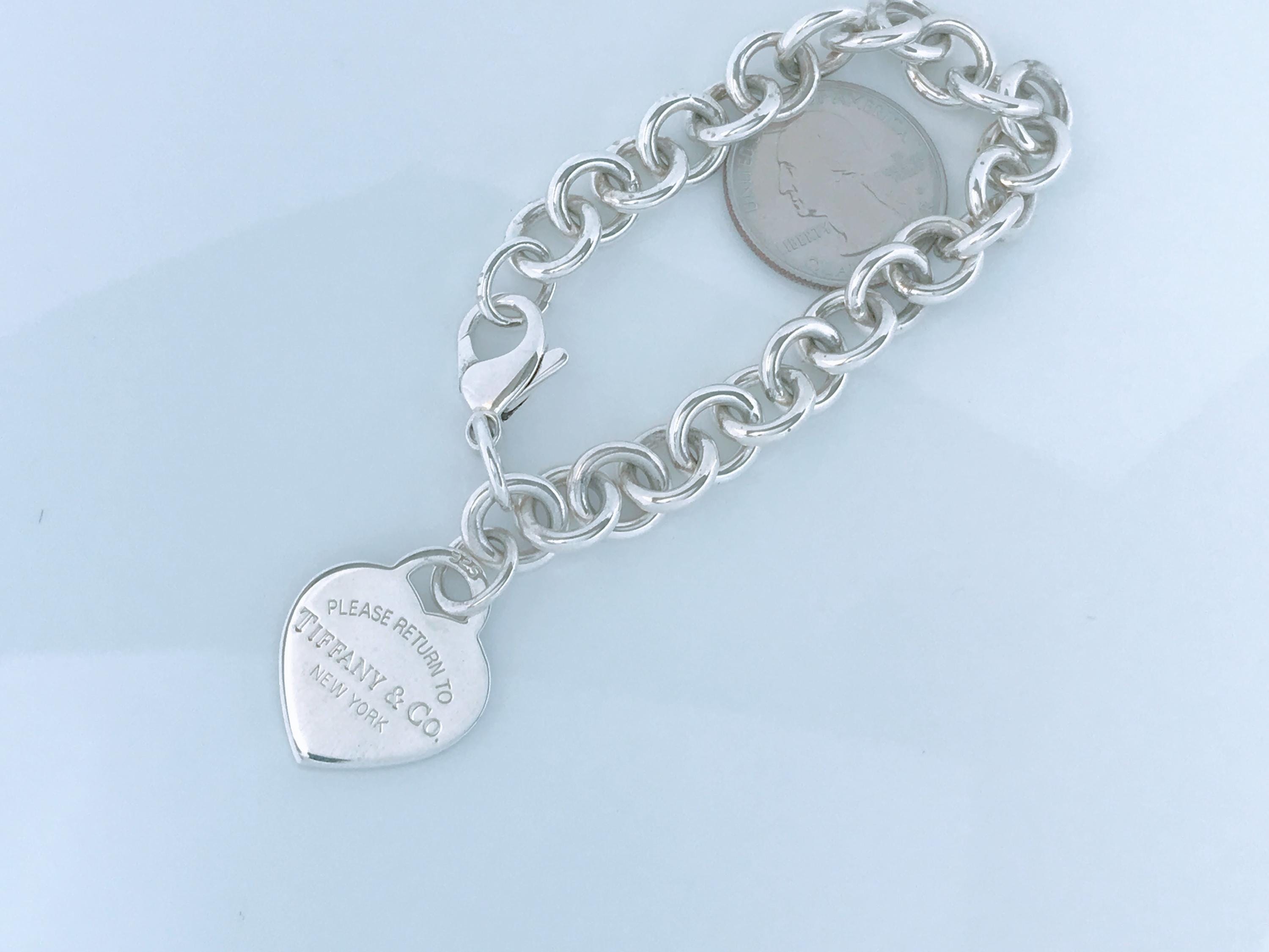 Tiffany & Co Sterling Silver Heart Tag Charm Bracelet, Tiffany Co