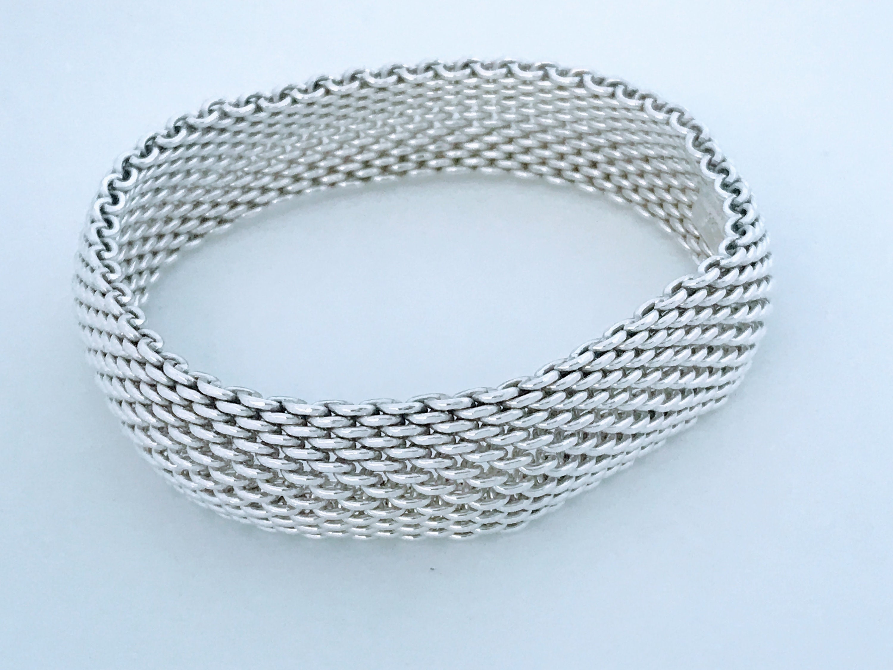 Tiffany & Co. Somerset Mesh Bangle Bracelet 925 Sterling Silver