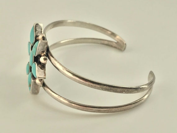 Vintage Southwest Turquoise Sterling Silver Cuff … - image 7