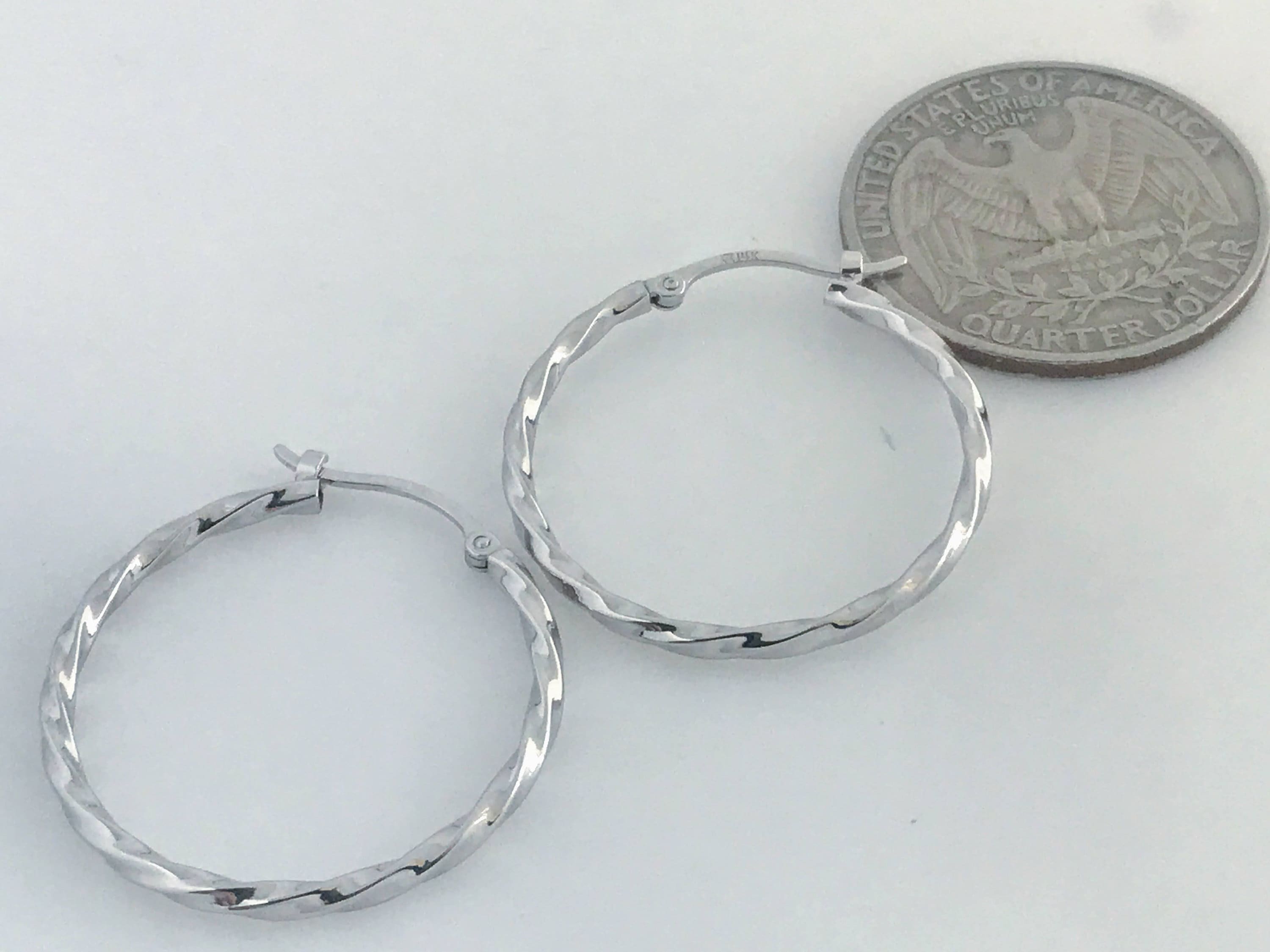 VTG Carla 14K White Gold Twisted Hoop Earrings 14K Real Gold Etsy