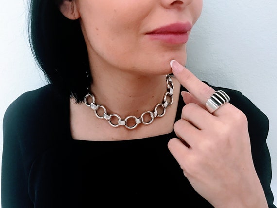 Vintage Anna Greta Eker Norway Sterling Silver Modernist Ridged 