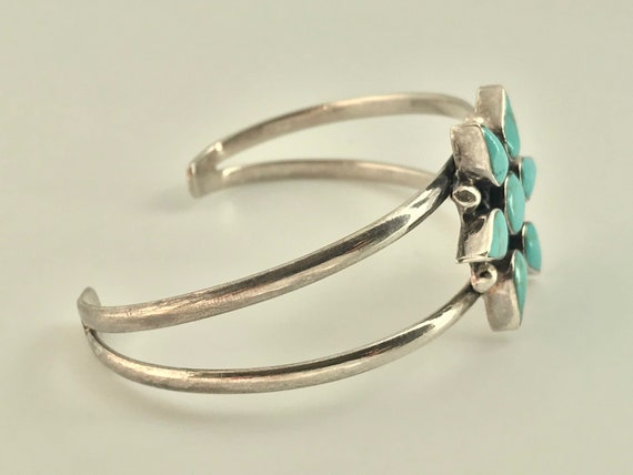 Vintage Southwest Turquoise Sterling Silver Cuff … - image 6