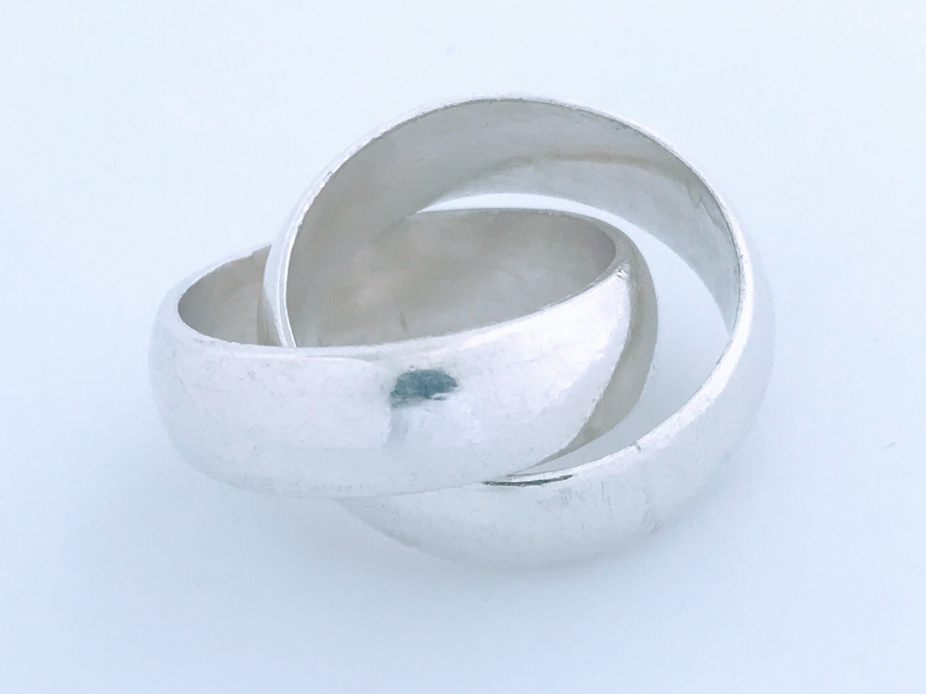 Vintage Heavy Thick Wide Sterling Silver Modern Double Band